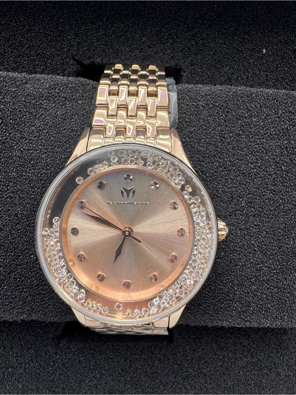 Technomarine Women's Rose Gold Crystal-Studded Bracelet Watch